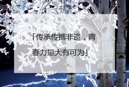 传承传播非遗，青春力量大有可为